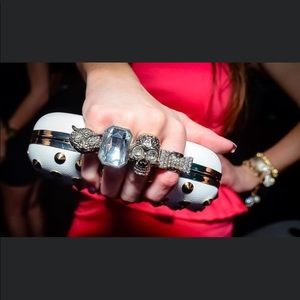 Knuckle Embellished Faux Leather clutch 💋